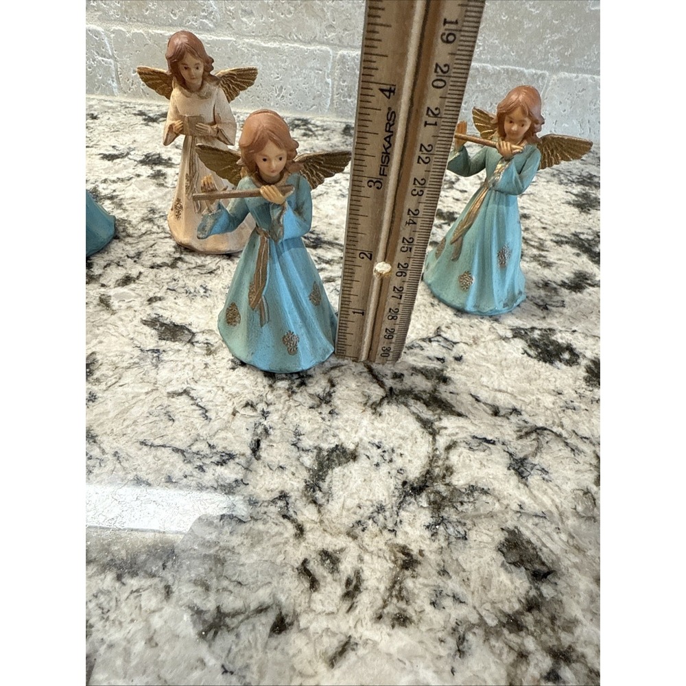 5 Vtg Art Plastics Angel Figurine Ornament Lot British Hong Kong Songbook Flute - Picture 9 of 9